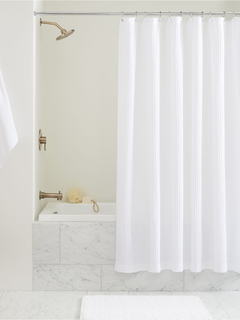 West Elm White Waffle Shower Curtain